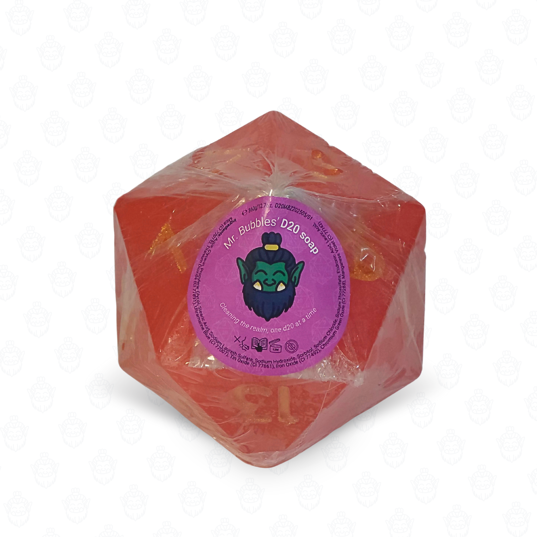 D20 oversized soap with dice set inside | Bloody Red