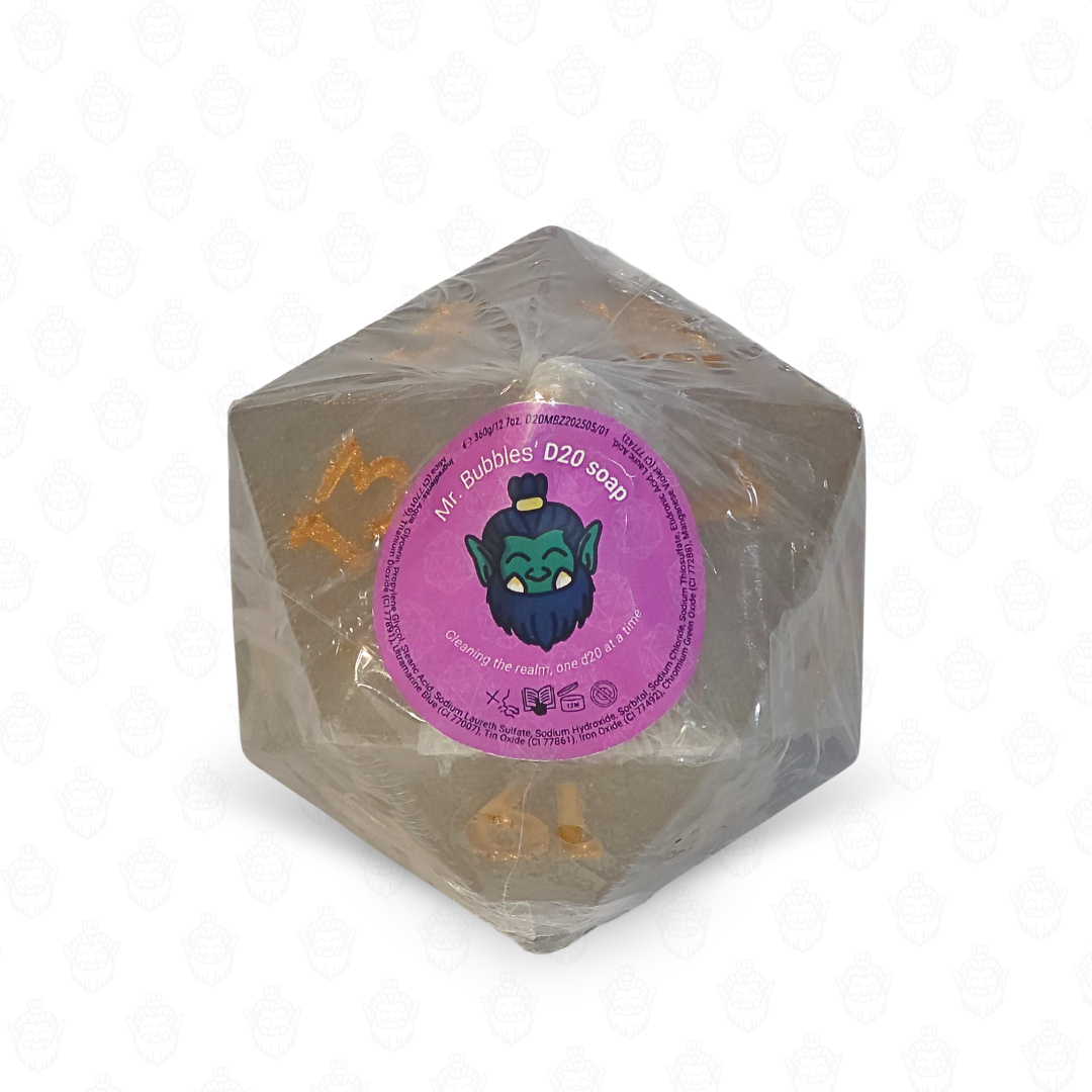 D20 oversized soap with dice set inside | Easy White