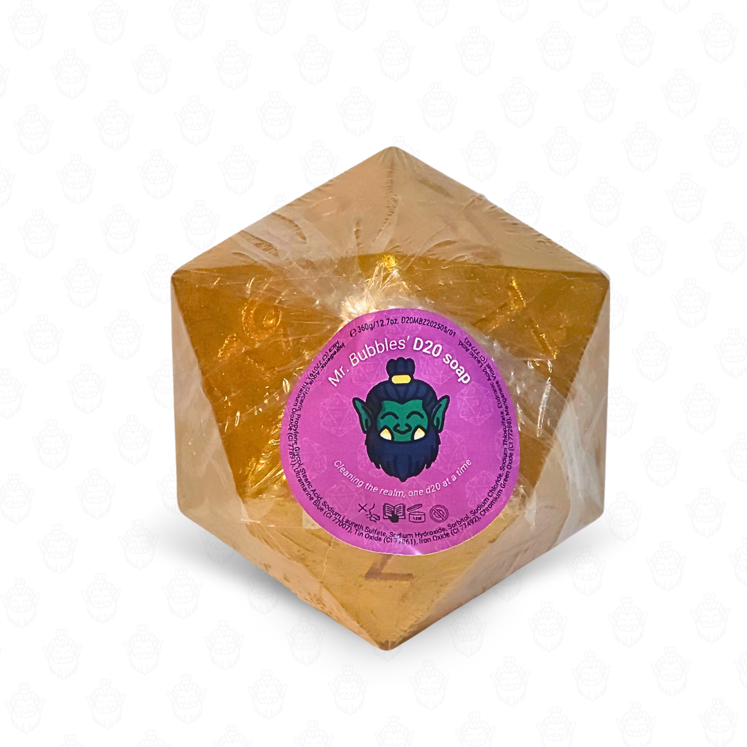 D20 oversized soap with dice set inside | True Gold