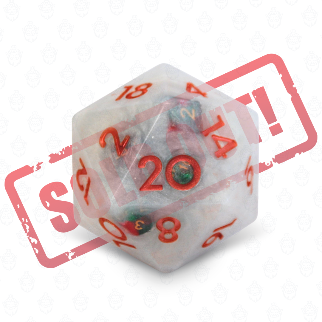 D20 oversized soap with dice set inside | Silver shimmer color