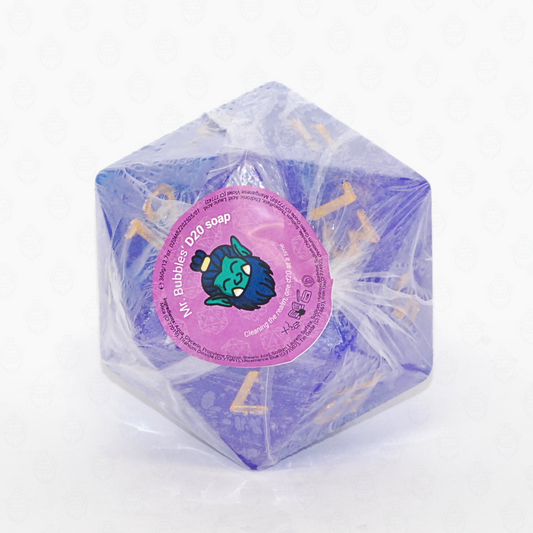 D20 oversized soap with dice set inside | Night Sky color