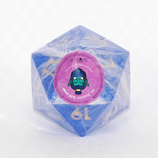 D20 oversized soap with dice set inside | True Blue color