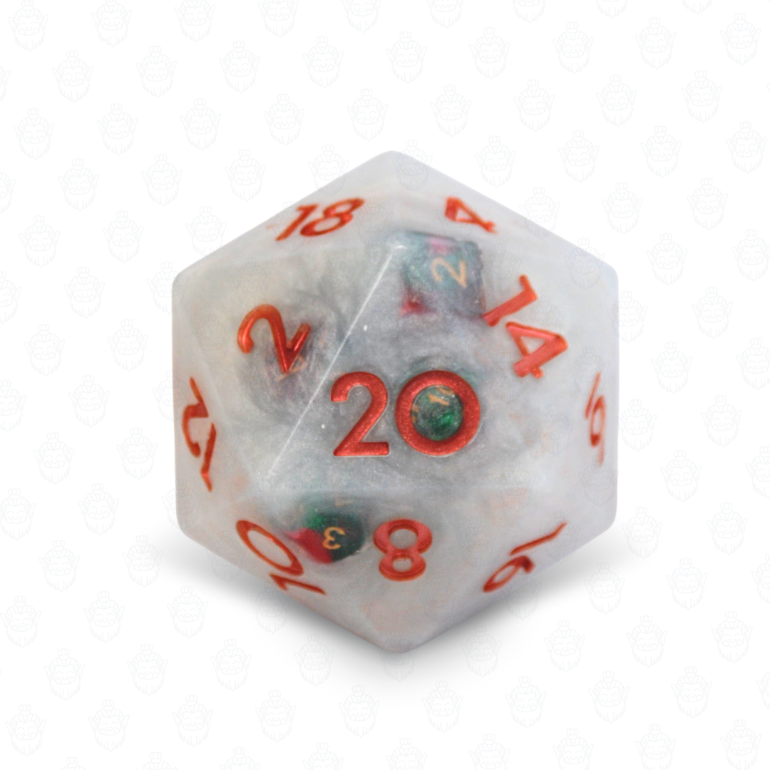 D20 oversized soap with dice set inside | Silver shimmer color