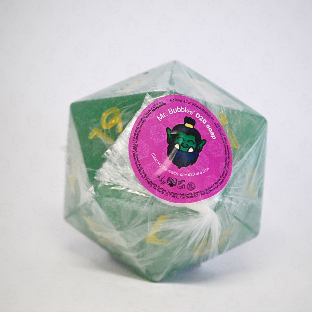 D20 oversized soap with dice set inside | Emerald City color