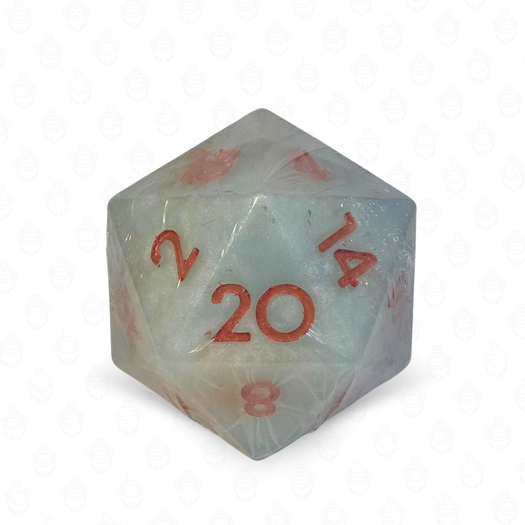 D20 oversized soap with dice set inside | Bronze Teal (defective goods)