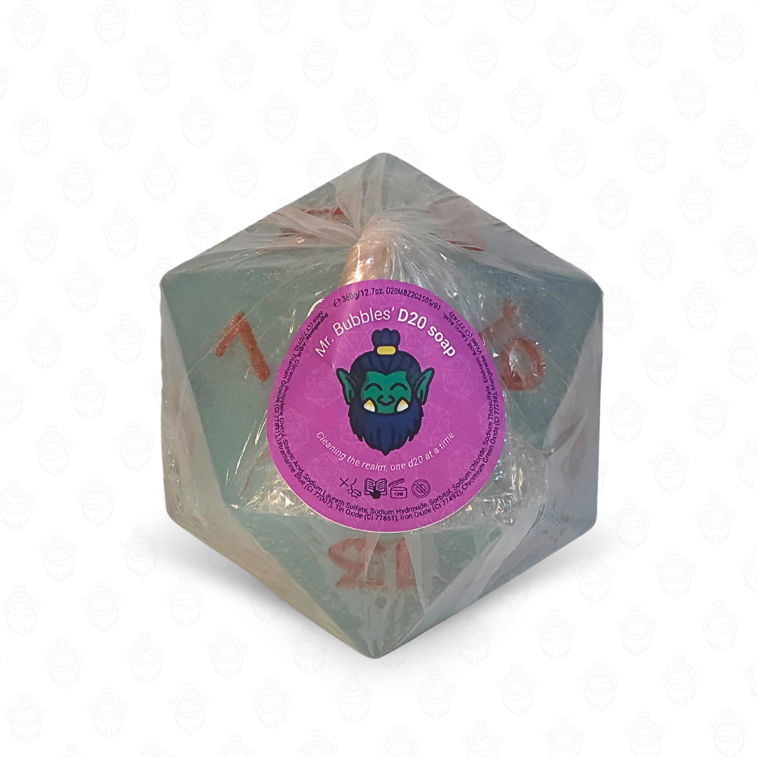 D20 oversized soap with dice set inside | Bronze Teal (defective goods)