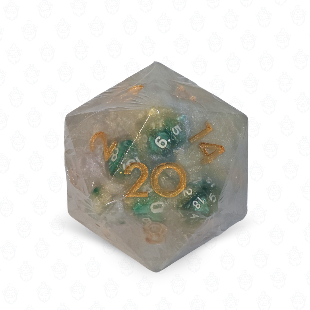 D20 oversized soap with dice set inside | Easy White