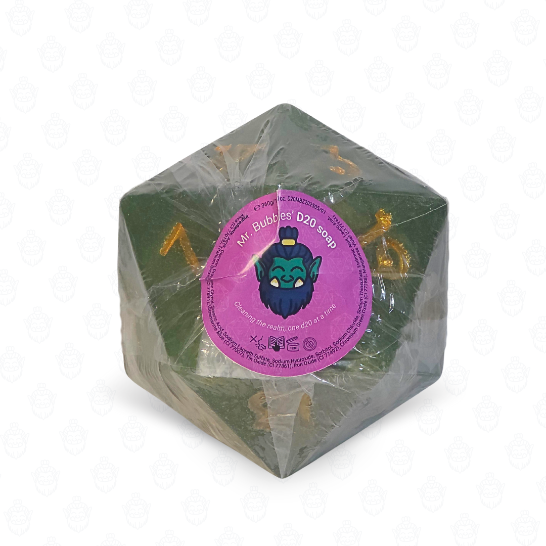 D20 oversized soap with dice set inside | Emerald Green