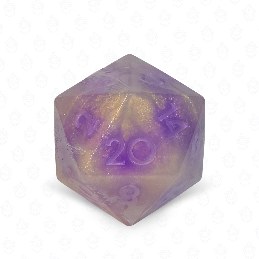 D20 oversized soap with dice set inside | Neon Gold (defective goods)