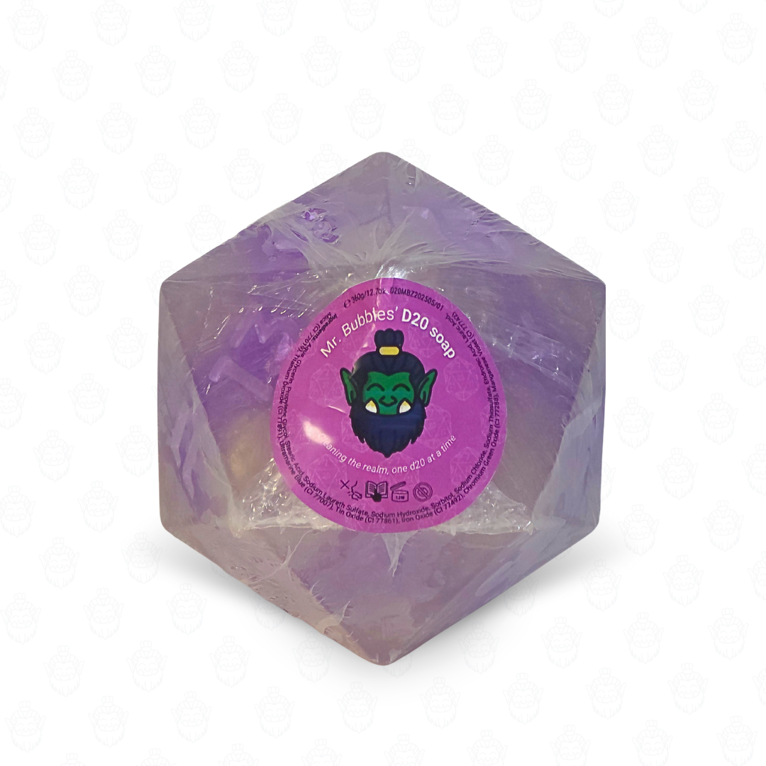 D20 oversized soap with dice set inside | Neon Gold (defective goods)