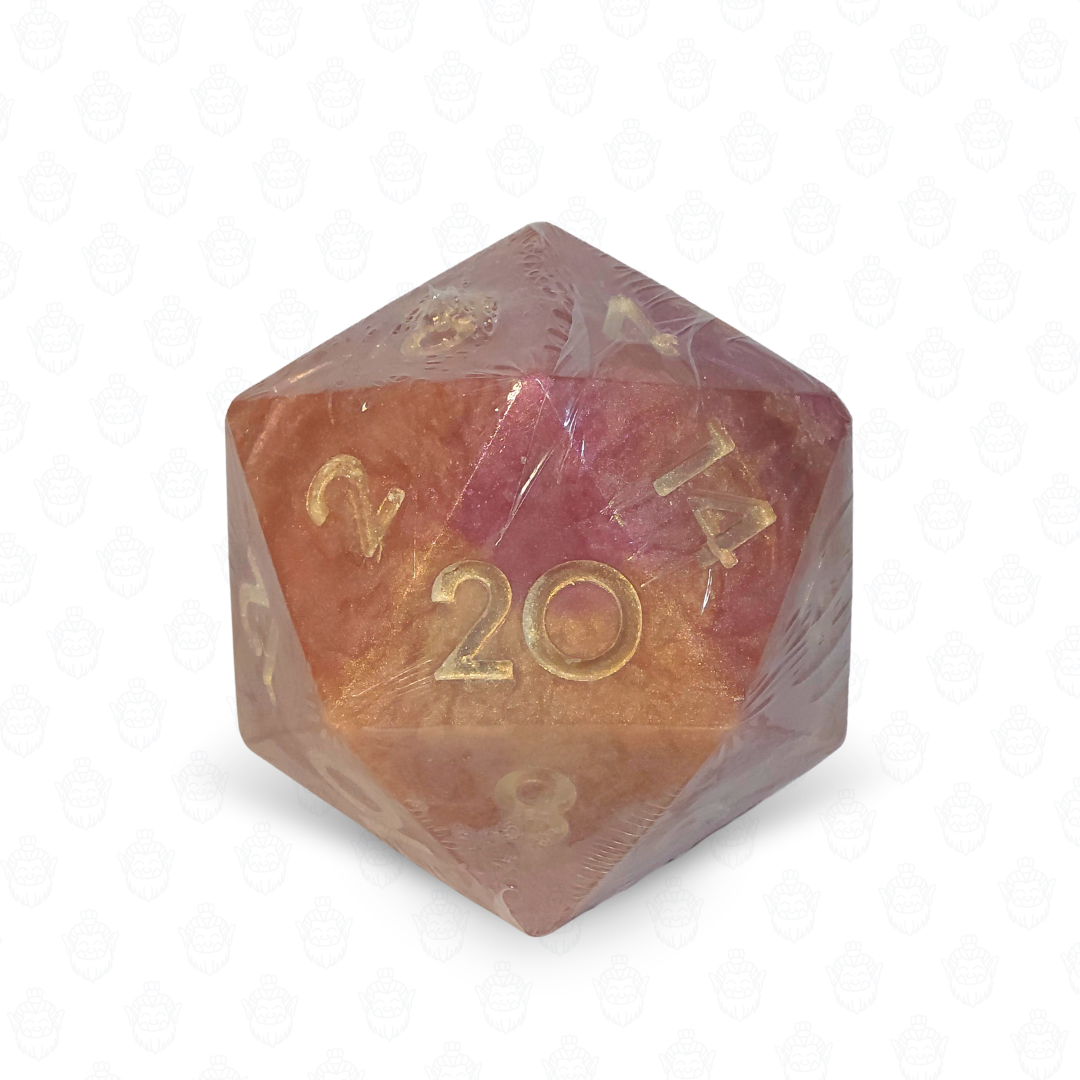 D20 oversized soap with dice set inside | Orange Bronze Marble