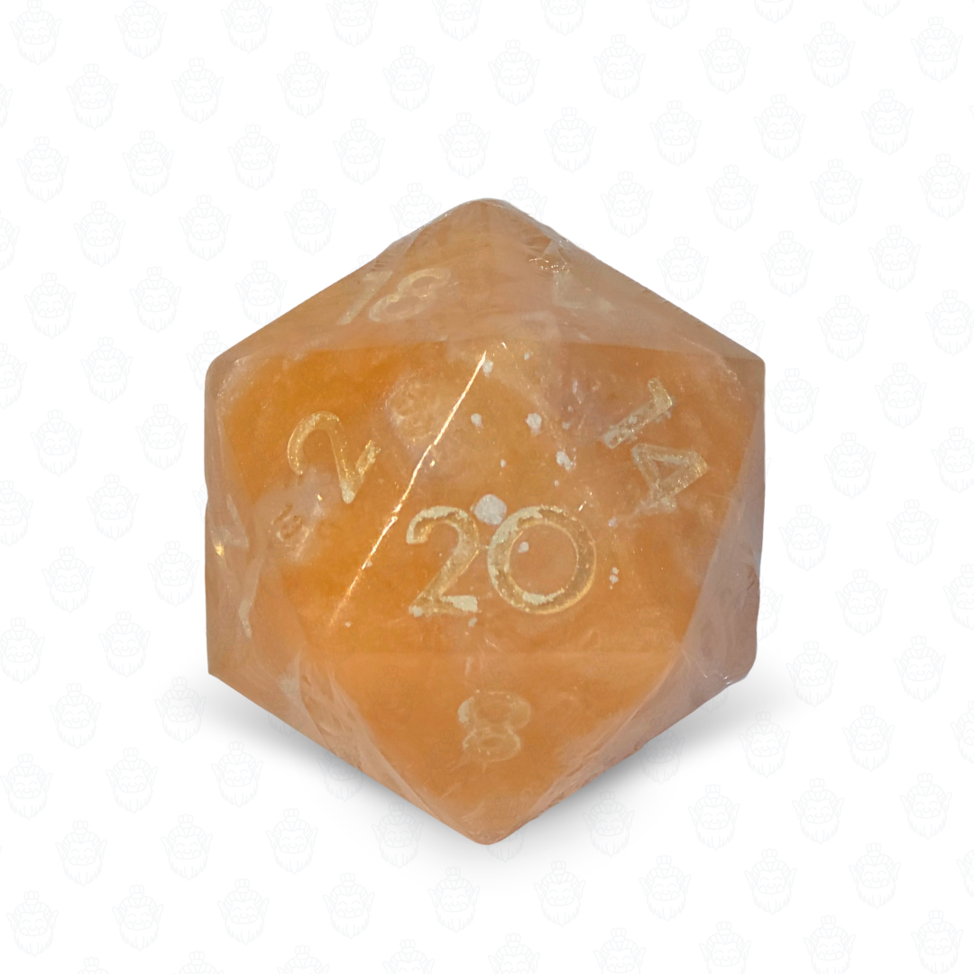 D20 oversized soap with dice set inside | Orange Spots (defective goods)