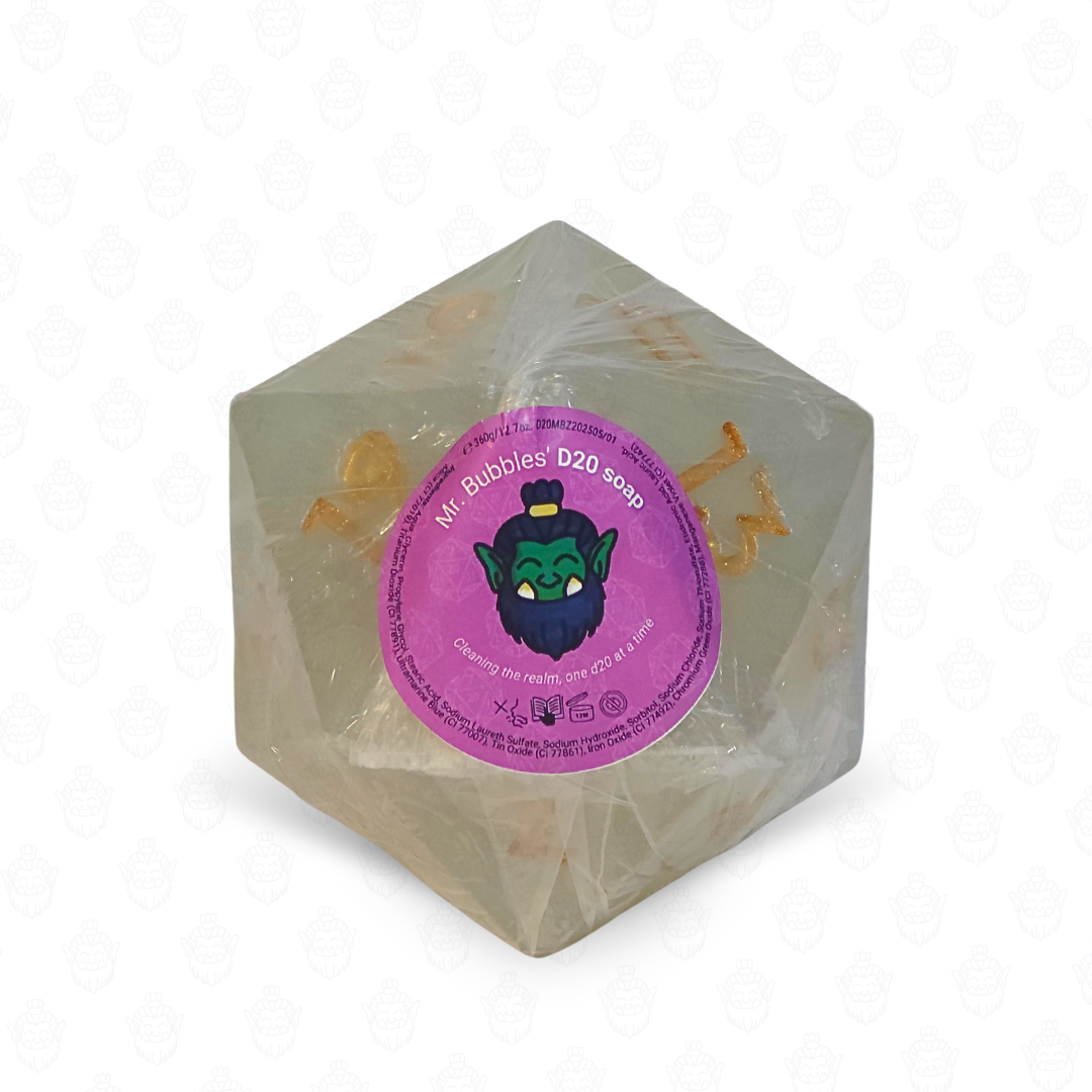 D20 oversized soap with dice set inside | Plane White (defective goods)