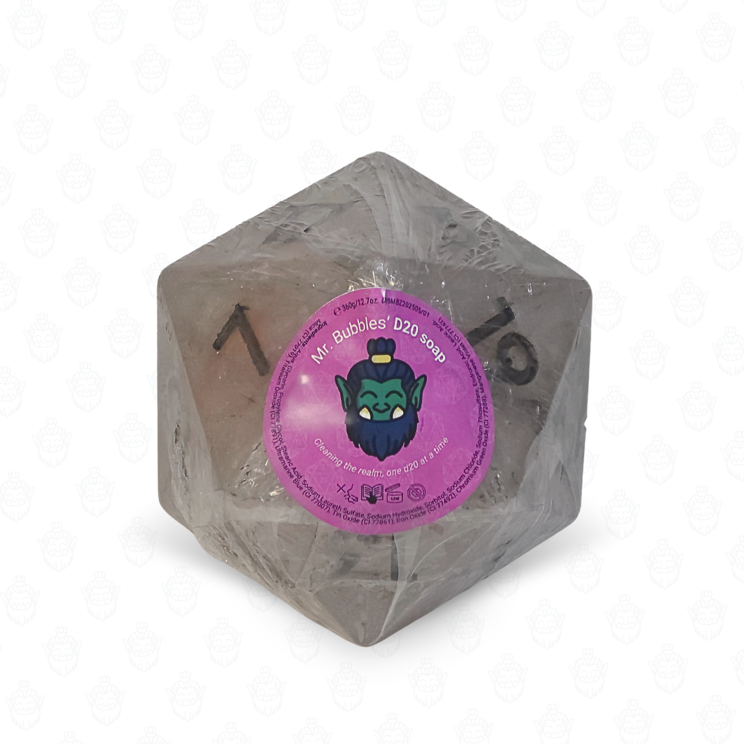 D20 oversized soap with dice set inside | Dungeon White (defective goods)