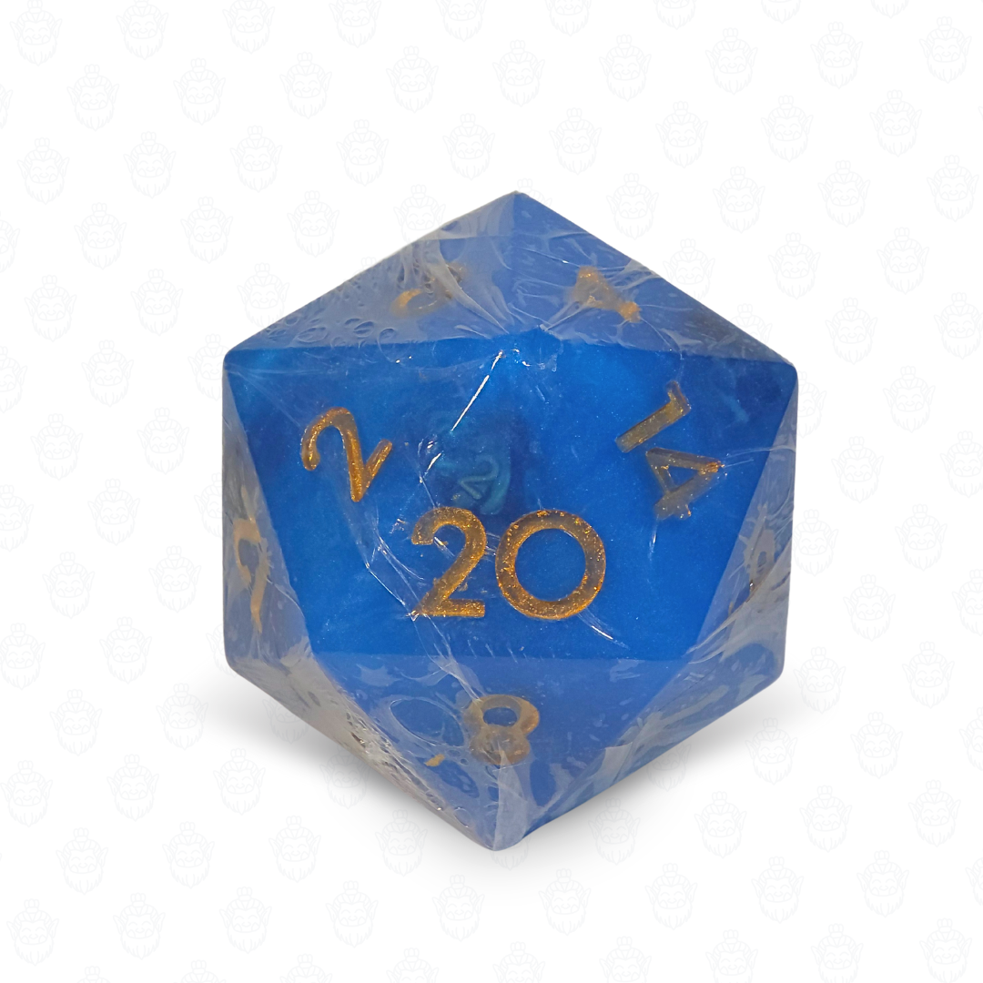 D20 oversized soap with dice set inside | Real Blue