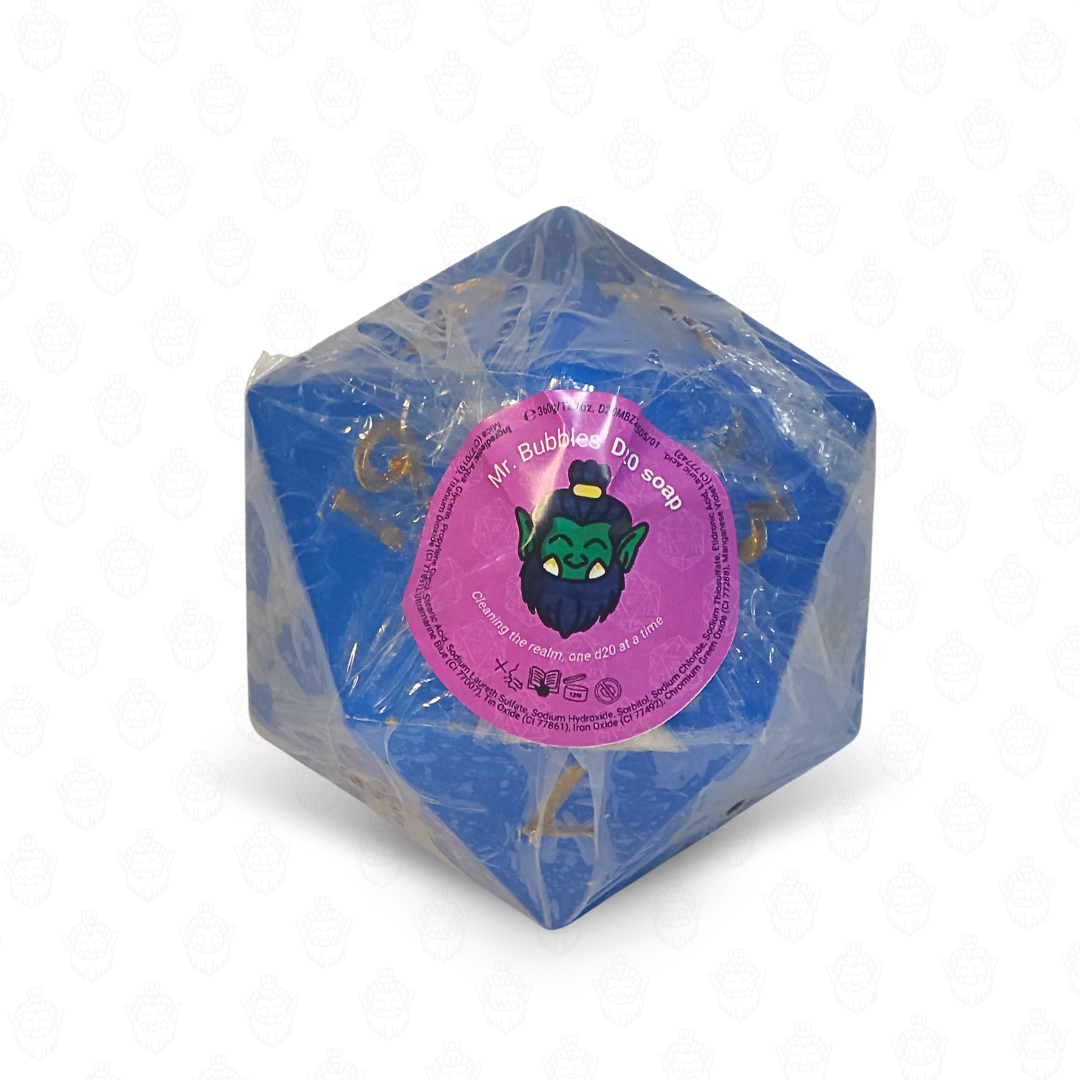 D20 oversized soap with dice set inside | Real Blue