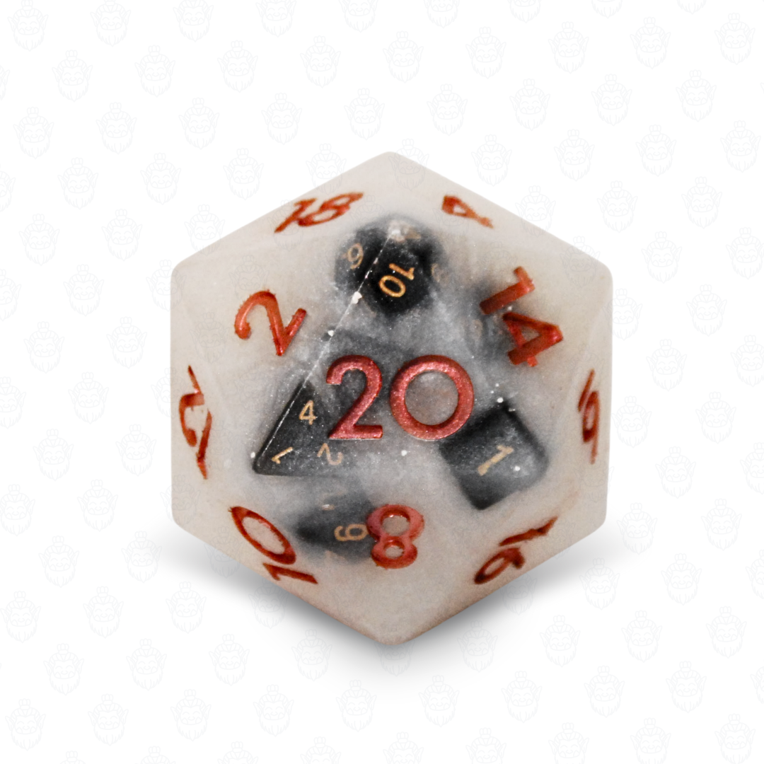 D20 oversized soap with dice set inside | Silver shimmer color