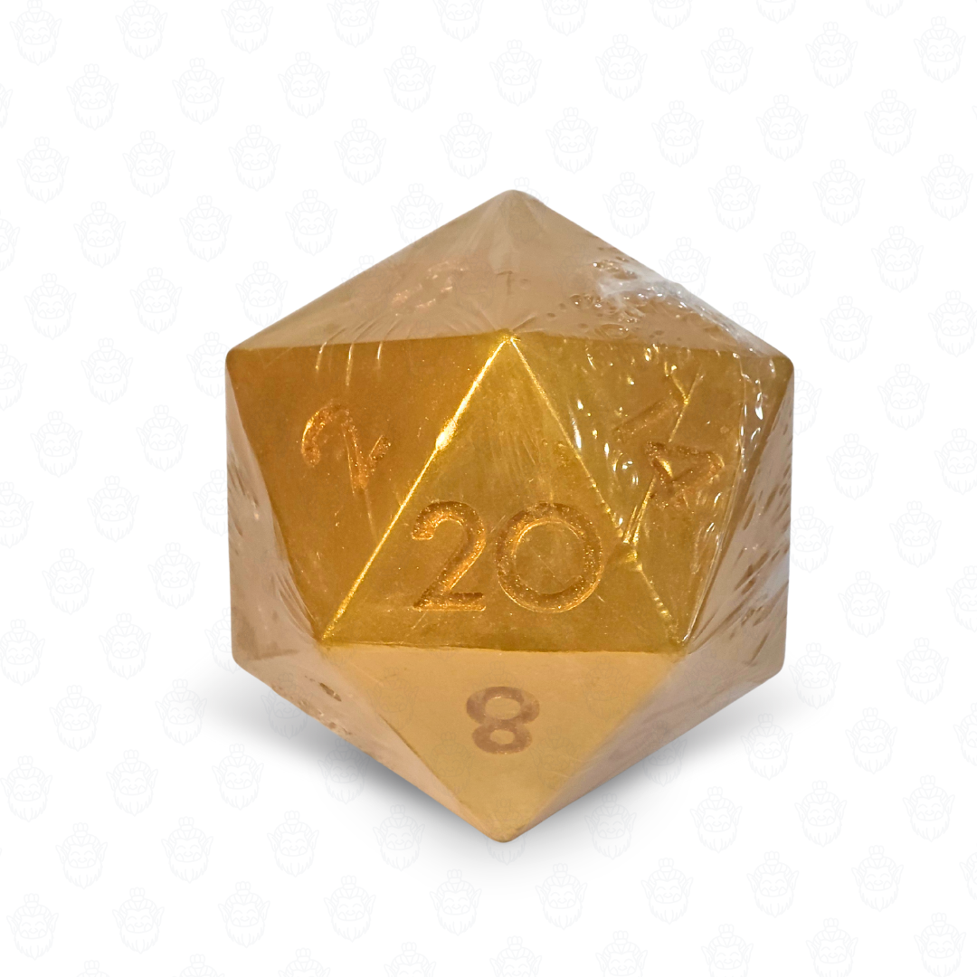D20 oversized soap with dice set inside | True Gold