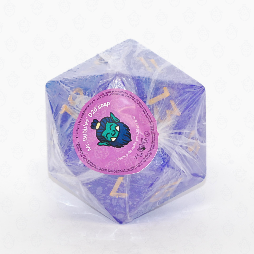 D20 oversized soap with dice set inside | Night Sky color